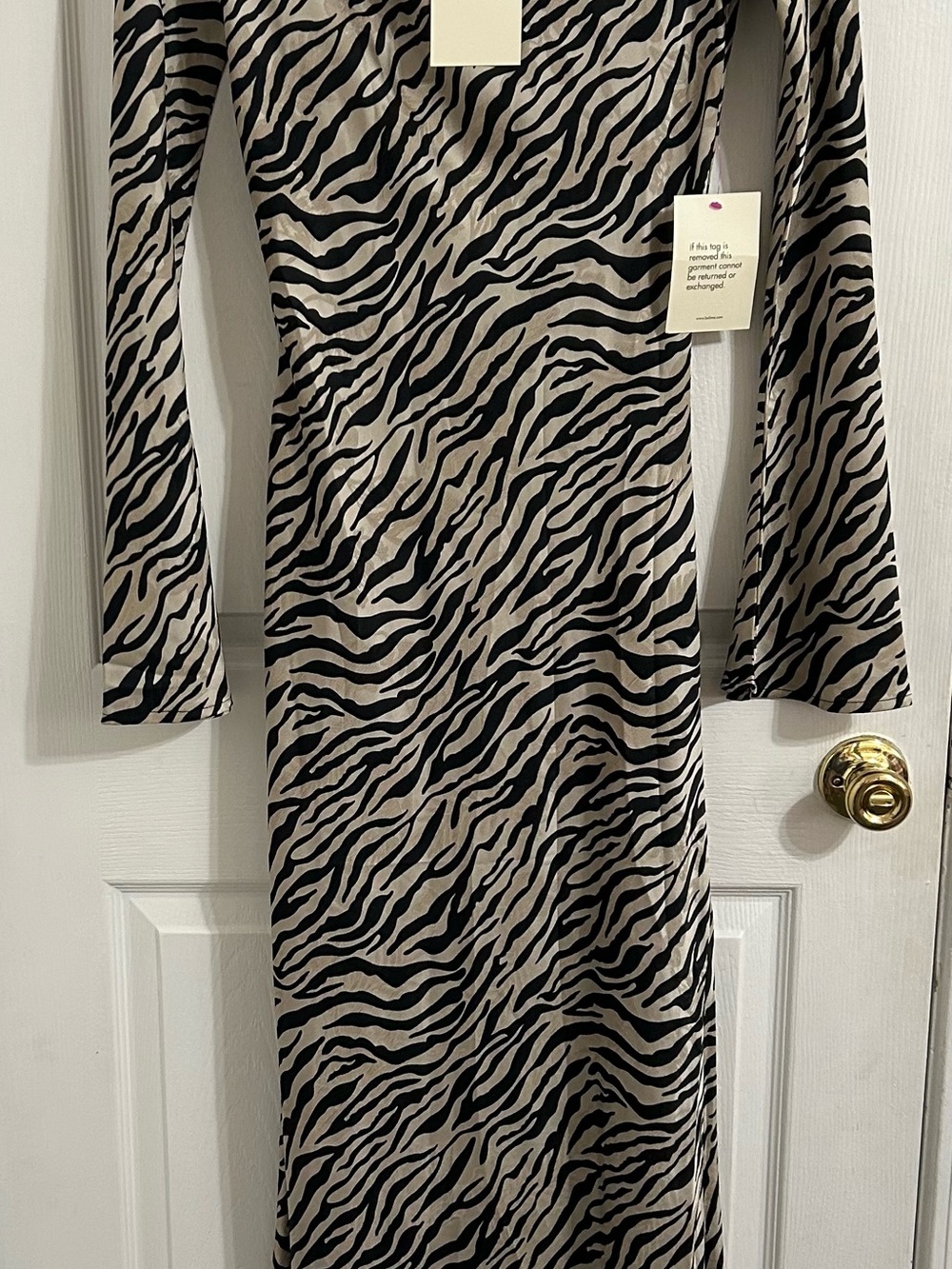 bohme Melody Zebra-Print Long Sleeve Maxi Dress - Black & Cream - Picture 10 of 10